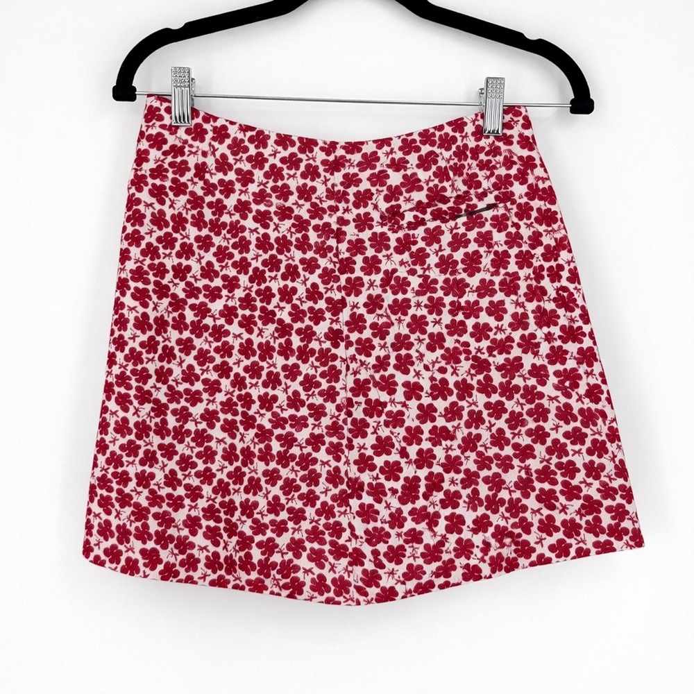 Afends Hemp Revolution‎ Mini Skirt Womens Size 6 Red White Floral High Waisted